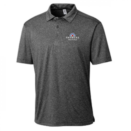 Men's Black Heathered Performance Polo