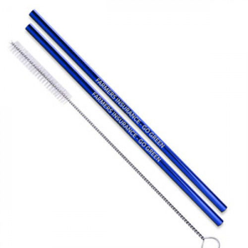 Go Green - Blue Stainless Steel Straws - CLOSEOUT