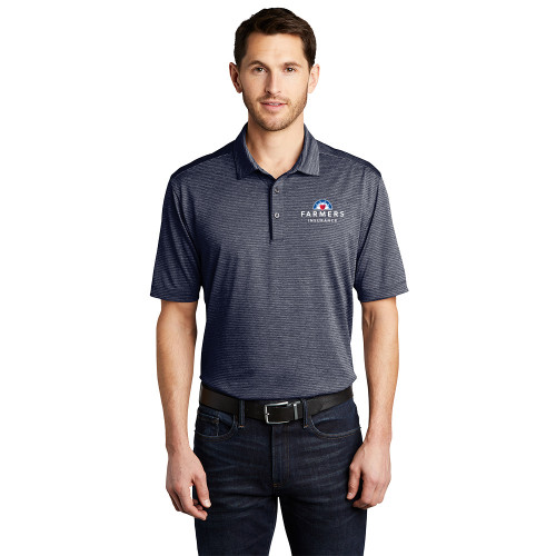 Mens Shadow Stripe Polo - Heather Navy