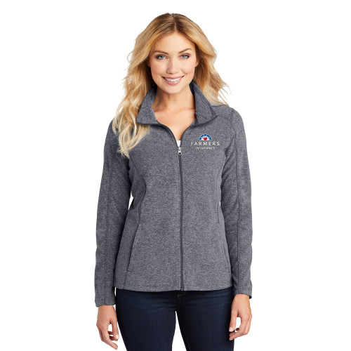 Ladies Navy Heathered Microfleece Jacket